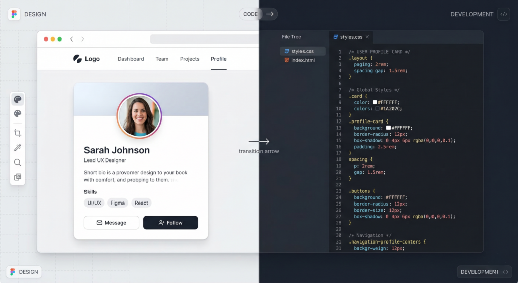 Figma Dev Mode converting design into developer-ready code