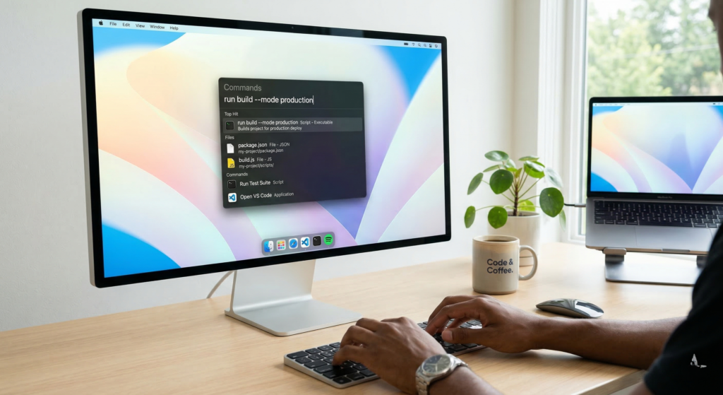 Raycast command launcher on macOS improving developer productivity