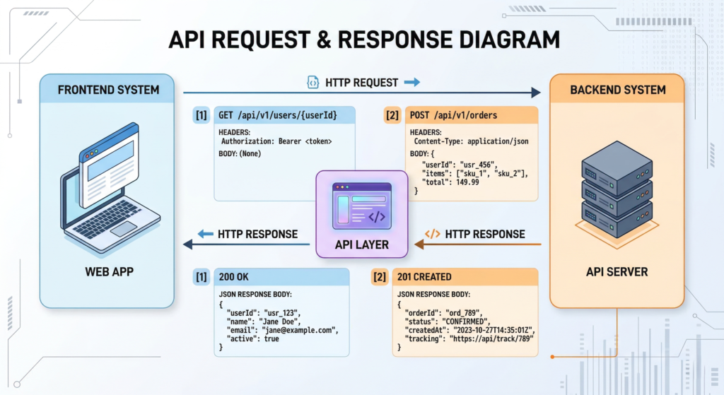 Postman API testing workflow with request and response flow