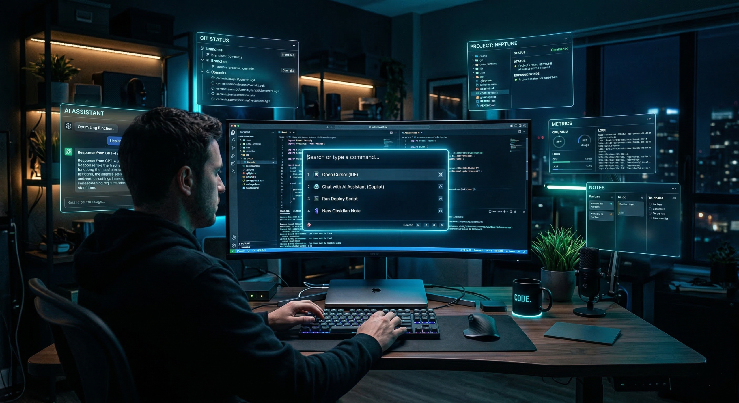 Raycast macOS launcher interface in a modern developer workspace
